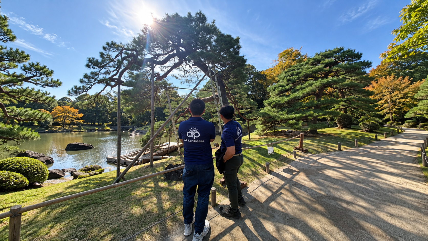 two men in a japanese garden